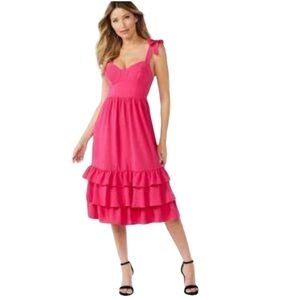 Sofia Jeans by Sofia Vergara | Hot Pink Tiered Ruffled Dress (Size XL)